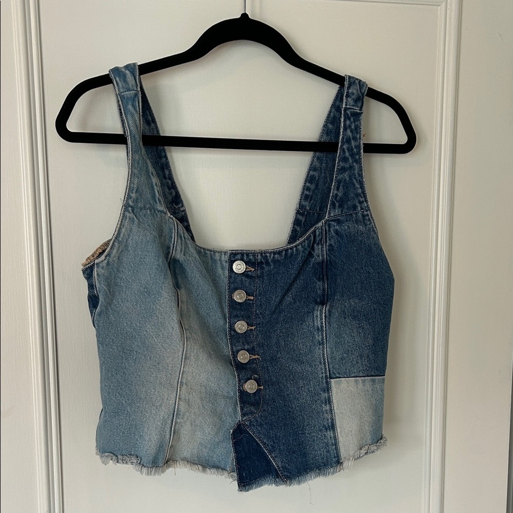 Zara Blue Denim Crop Top
